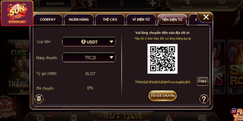 Nạp tiền Sunwin qua USDT